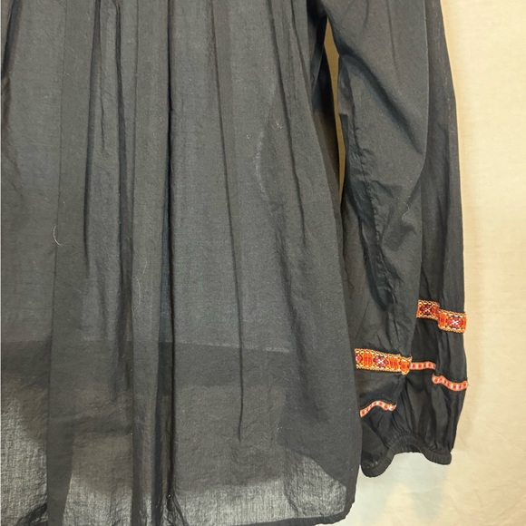 A-64 H&M Black‎ & Orange Embroidered Long Sleeve Pullover Blouse Size 6 - Picture 11 of 14